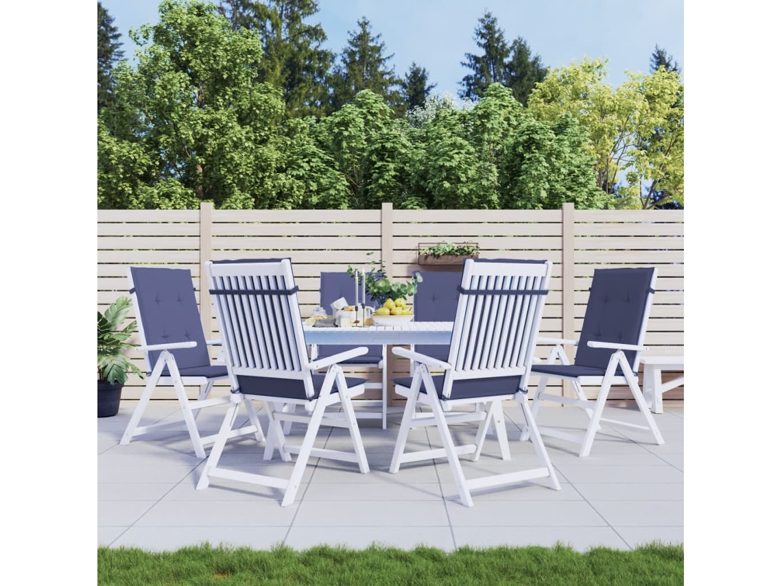 Cojines para silla con respaldo alto, 6 unidades, tela azul marino, Dkd Home Decor