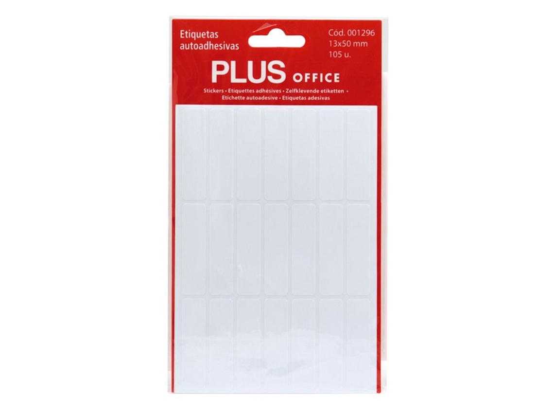 Etiquetas Autoadhesivas Permanentes PLUS OFFICE (Blanco - 13 X 50 mm)