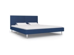 Estructura De Cama Sin Colchón Tela Azul 180x200 Cm