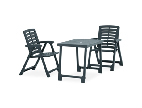 MAISON EXCLUSIVE Mesa y sillas de bistró plegables 3 piezas plástico verde