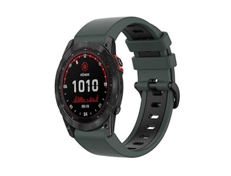 Correa Para Garmin Fenix 7x26mm Correa De Reloj Deportiva De Silicona De Dos Colores Verde Oliva-Negro VENISYMLIS