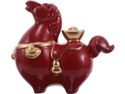 Pequeña Figura De Caballo Chino De Cerámica Roja, Estatua Decorativa Feng Shui Para Oficina Y Hogar