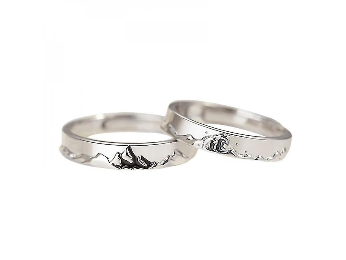 Anillos De Pareja Montaña Mar Anillo De Promesa Regalo Día San Valentín Cuf