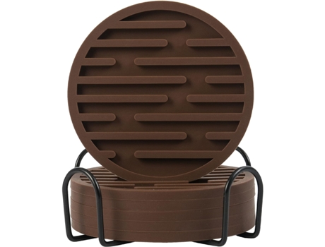 Juego de 6 posavasos de silicona suave posavasos para mesa de café tamaño de 4 pulgadas color marrón ZMDECQNA