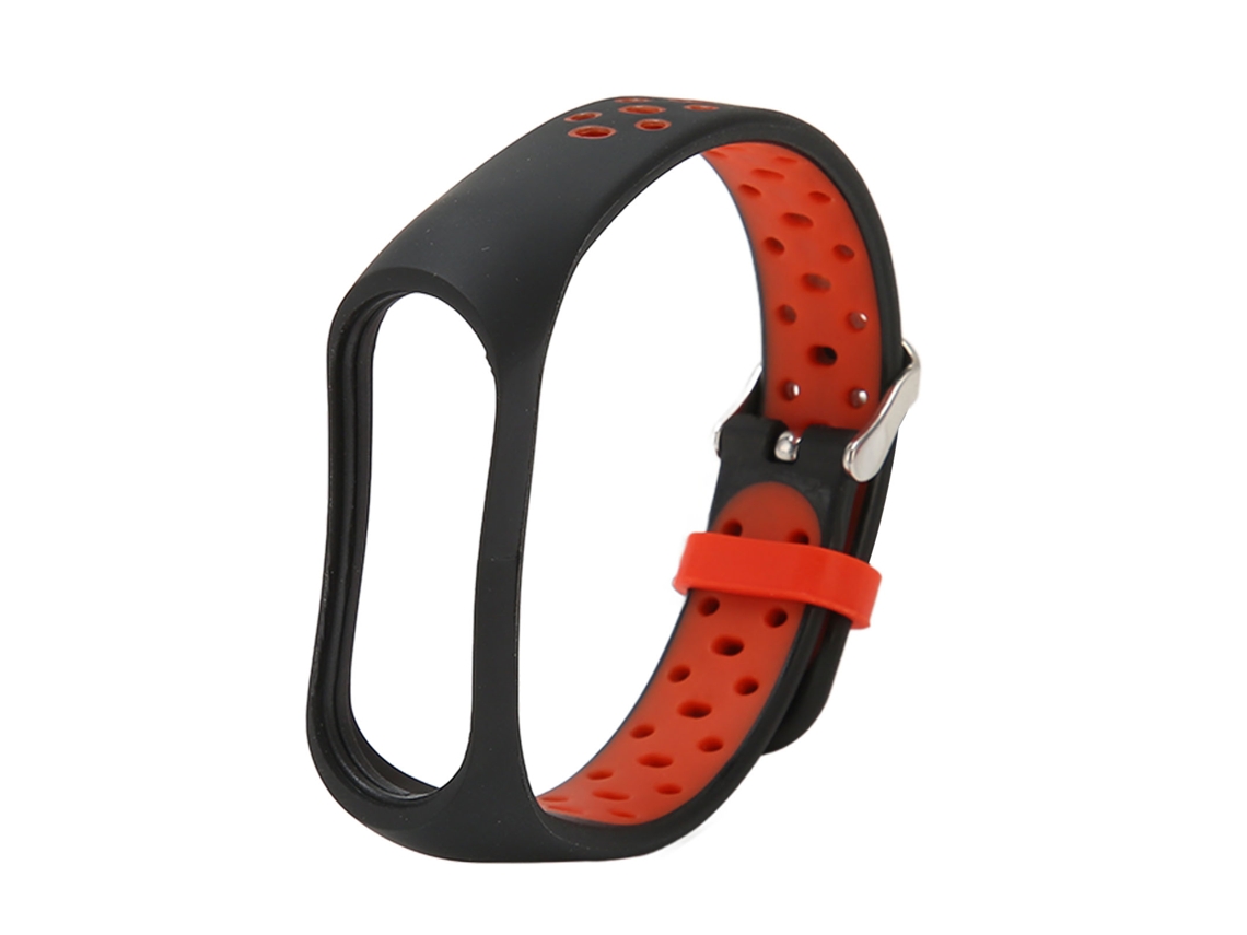Correa de repuesto ajustable de silicona suave para Mi Band 7, negra y roja.