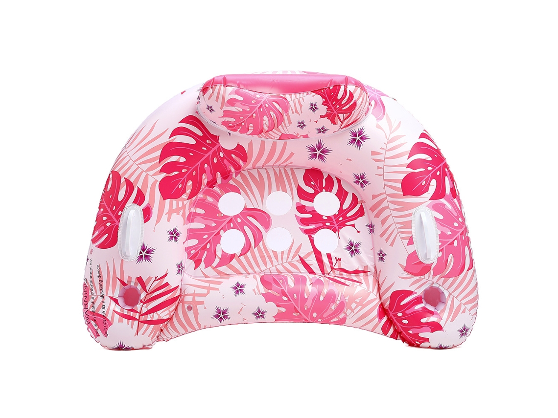 Silla Hinchable Para Piscina Con Portavasos Y Respaldo Juguete Para Fiestas En La Piscina Con Forma De Hoja Rosa Siurn