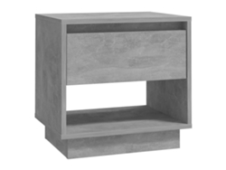 Mesita de noche de madera gris cemento (45 x 34 x 44 cm)