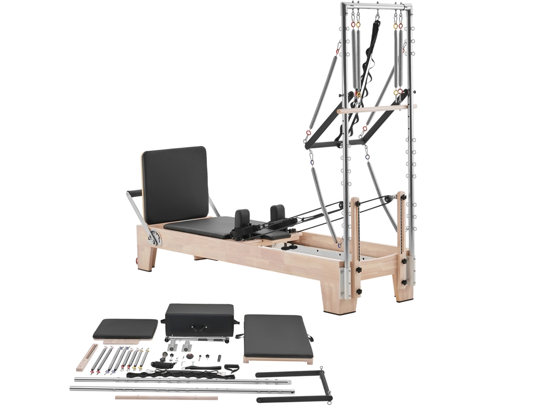 Máquina de Pilates Reformer de Madera Succebuy, Equipo de Pilates, 243 x 73 x 199 cm