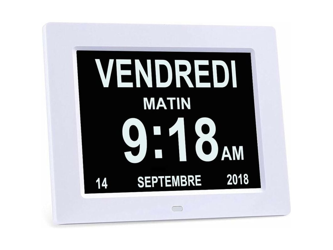 Reloj LCD 8, Calendario con Fecha, Reloj de Alzheimer para Ancianos Kofihety (blanco)
