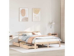 Estructura De Cama Con Cojines Madera Maciza De Pino 140x190 Cm