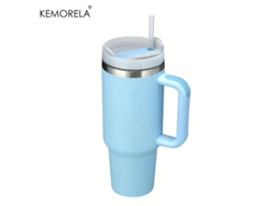 Taza térmica de acero inoxidable con asa, tapa y pajita, modelo MDUG para mujer (estilo 15)