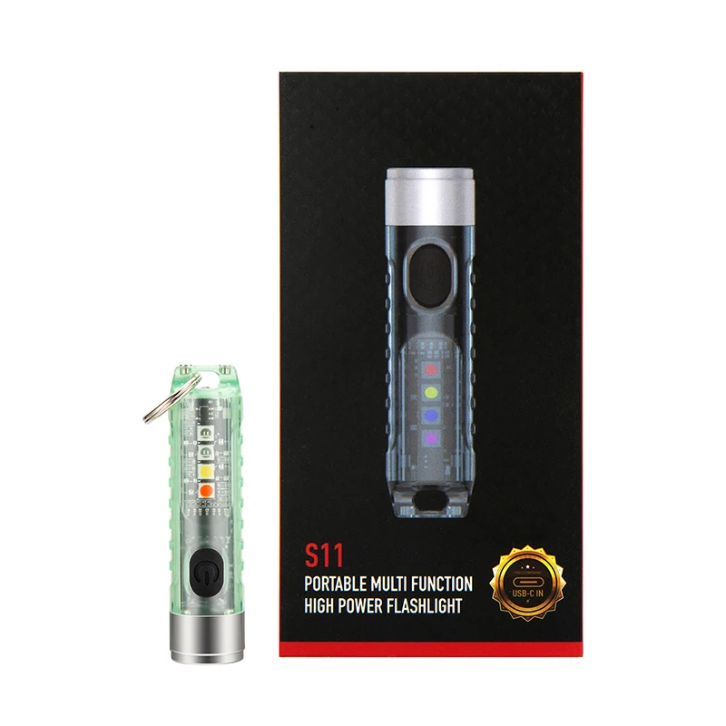 Linterna LED mini para camping (verde), de tamaño de bolsillo y con batería de larga duración.