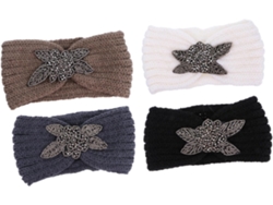 Bandeaux Para Cheveux Tricotés Chauds 4 Pièces Taille Unique Décorations Diamants Femmes Hiver Ma...