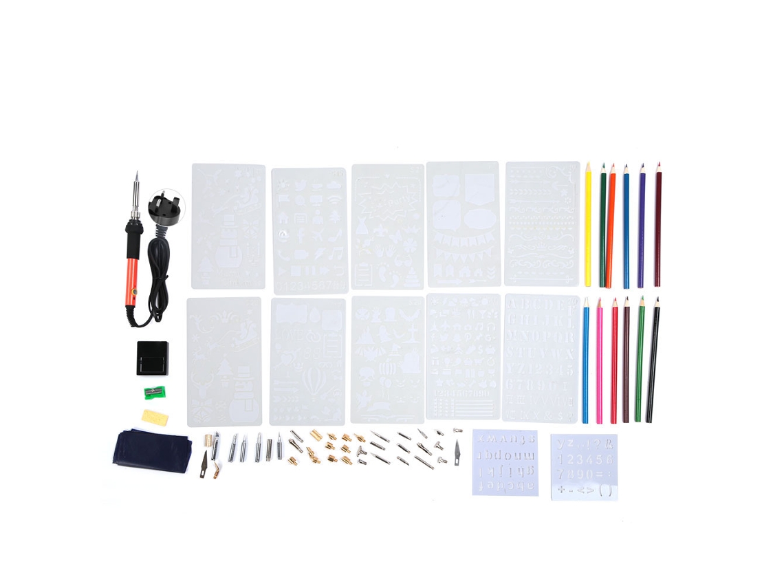 Kit De Herramientas Para Pirograbado De 73 Piezas: Bolígrafo Para Quemar Madera, Soldador De Hierro De 220 V Con Puntas, Lápices Y Moldes.