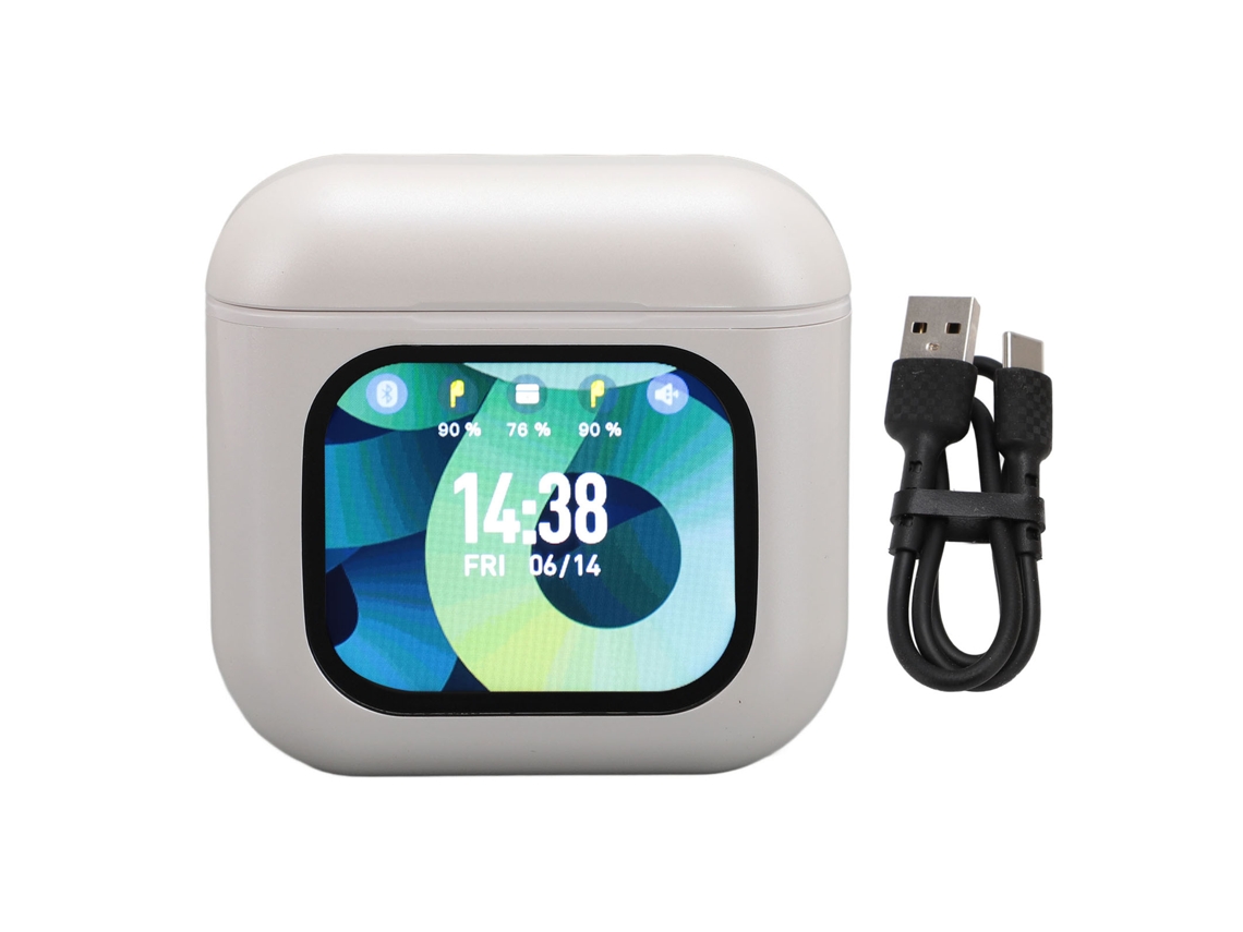 Fones De Ouvido Bluetooth 5.3 Sem Fio Com Estojo De Carregamento Tela Sensível Meio Intra-auricular Redução De Ruído Enc Branco