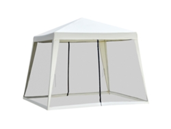Cenador estilo colonial, 3x3x2,45 m, mosquiteras, beige/negro, sin marca.