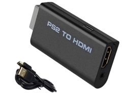 Convertidor de PS2 a HDMI, compatible con 480i, 576i y 480p, AV a HDMI, audio de 3,5 mm, para televisores y monitores HD (negro) Yizhood