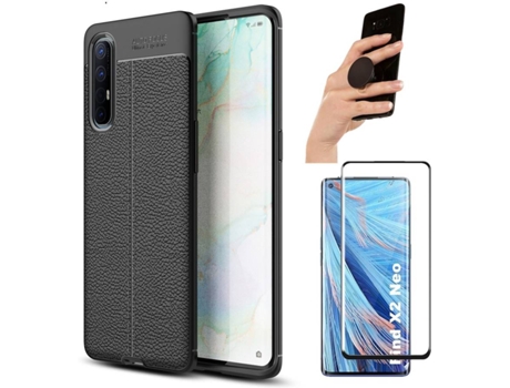 Carcasa, Protector y Popsocket Oppo Find X2 Neo Rugged Leather Negro