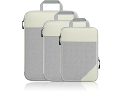 Cubos De Embalaje De Compresión, Juego De 3 Piezas De Bolsas De Almacenamiento De Malla Elástica CHRUI De Color Blanco Roto