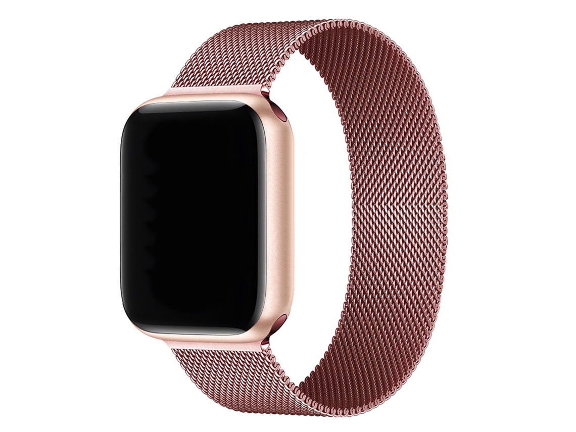 Pulsera De Acero Inoxidable Compatible Con Iwatch Smartwatch, Color Rosa, 1,5-1,61 Pulgadas.
