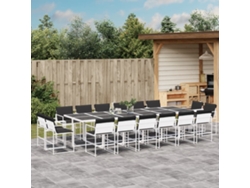 Juego de comedor de jardín de 17 piezas con cojines de textilene blanco de Dkd Home Decor