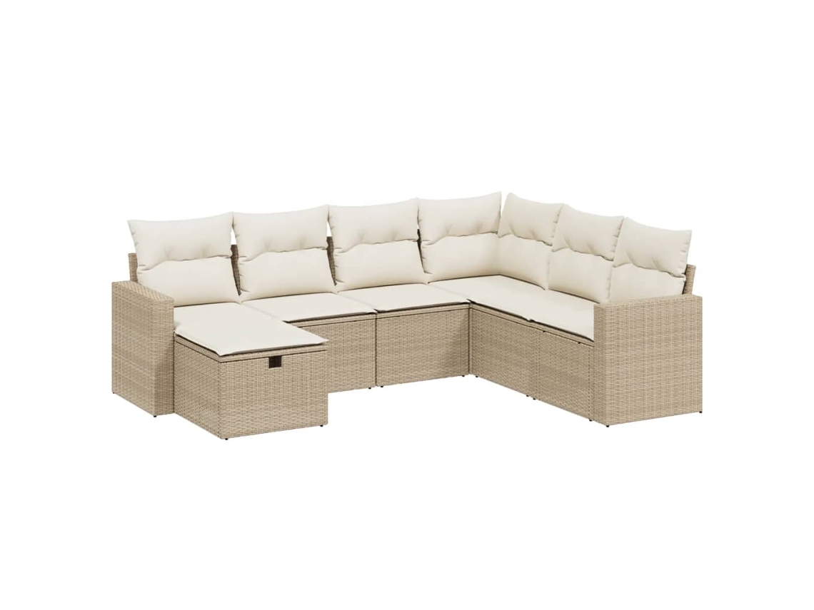 Conjunto 7 sofás de jardín VIDAXL y cojines ratán sintético beige