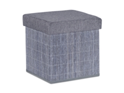 Banco Relaxdays Com Armazenamento, Estofado, Dobrável, Bambu, Tecido, Hbt: 36 X 35 X 35 Cm, Puff Com Tampa, Cinza