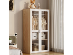 Armario Infantil Con Doble Puerta, Acrílico, Blanco Natural, 80x50x150cm