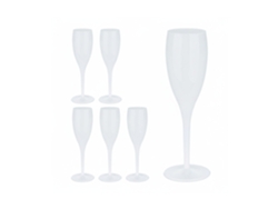 Copos De Champanhe Relaxdays Em Plástico, 6 Unidades, Resistentes, Sem Bpa, Reutilizáveis, 100 Ml, Copos Brancos