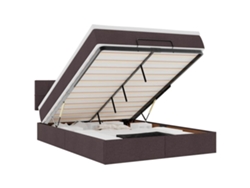 Maison Exclusive - Cama Otomana Con Colchón Led Marrón Oscuro 140x190 Cm Tela