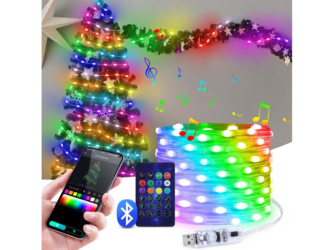 (5 M) Cadena De Luces Led Inteligente, Control Por Aplicación Bluetooth, Interfaz Usb