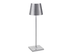 Lámpara de mesa LED Zafferano Poldina Pro Silver Leaf, recargable y ajustable, con una duración de batería de hasta 12 horas.