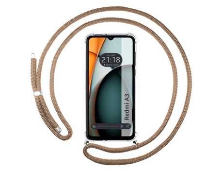 Funda con Cordón para Xiaomi Redmi A3 TUMUNDOSMARTPHONE Silicona Marrón
