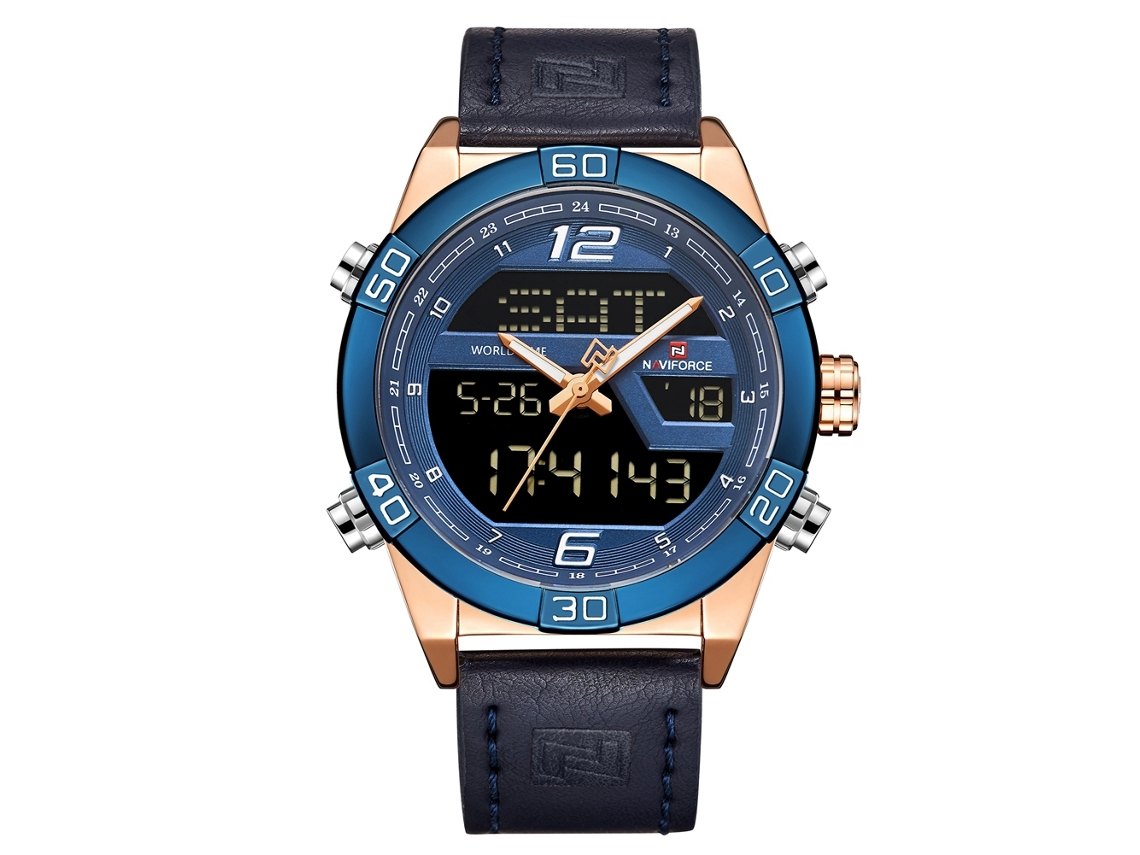 Reloj De Pulsera De Cuarzo Naviforce Para Hombre, Resistente Al Agua, Con Correa De Pu Azul.