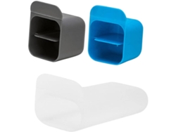 Juego de 3 portalápices de escritorio, organizadores trapezoidales y cuadrados, en gris y azul.