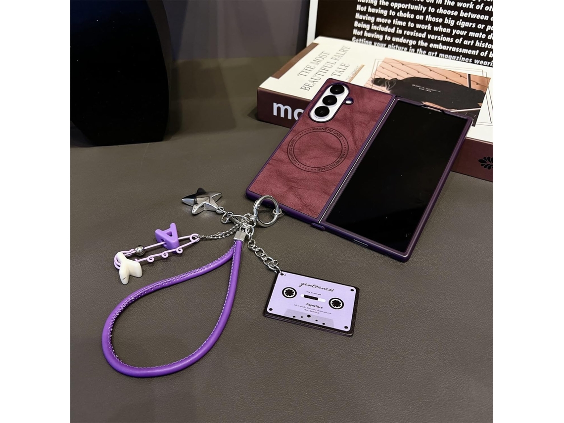 Funda Ultrafina De Piel Sintética Para Samsung Galaxy Z Fold7 Con Compatibilidad Para Carga Inalámbrica Magnética.