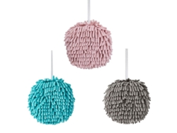 Toalla De Mano Para Baño, Sin Pelusa (paquete De 3, Rosa, Azul, Verde), Microfibra De Chenilla Con Cordón Para Colgar.
