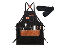 Delantal De Chef Ajustable Con Espalda Cruzada Y Grandes Bolsillos, Lona, M-xxl, Negro