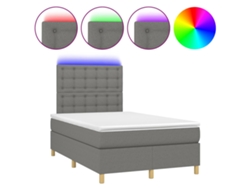 Maison Exclusive - Cama Box Spring Con Colchón Y Led Tela Marrón Oscuro 120x190 Cm