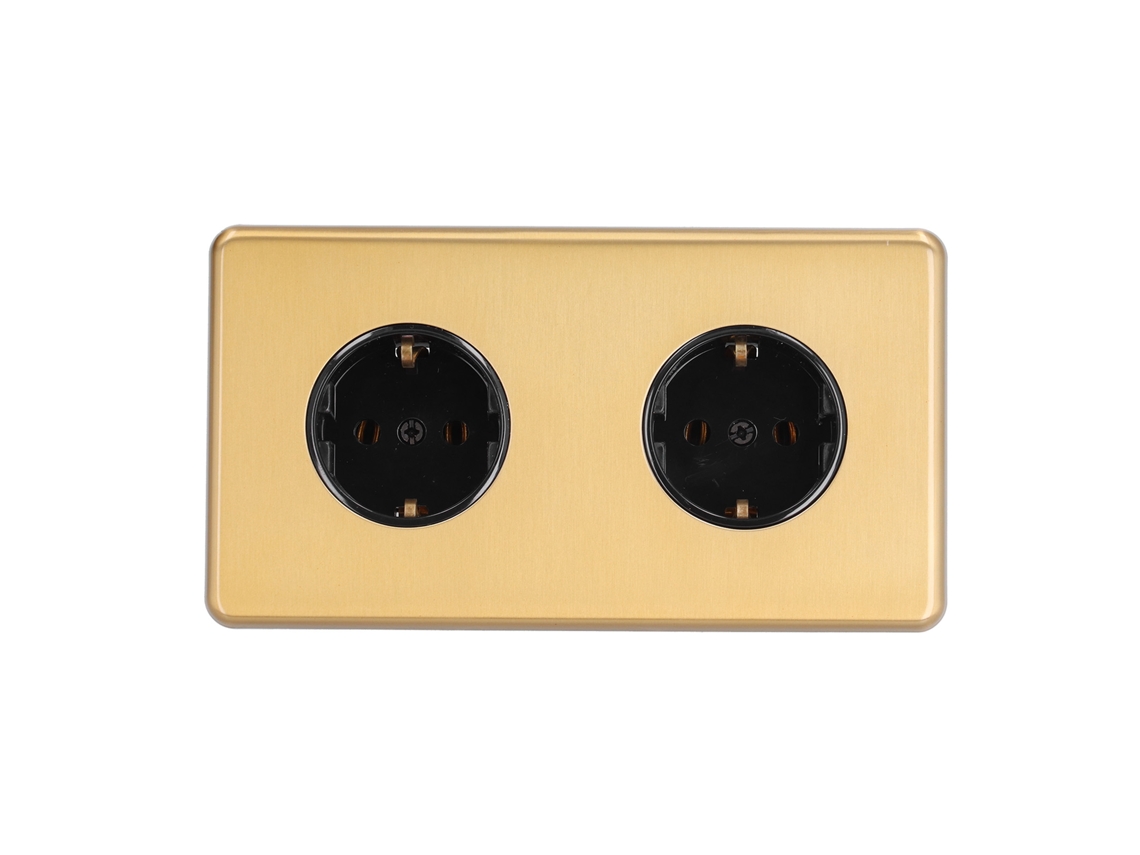 Enchufe Doble Estilo Alemán Con Panel De Acero Inoxidable 250v 16a