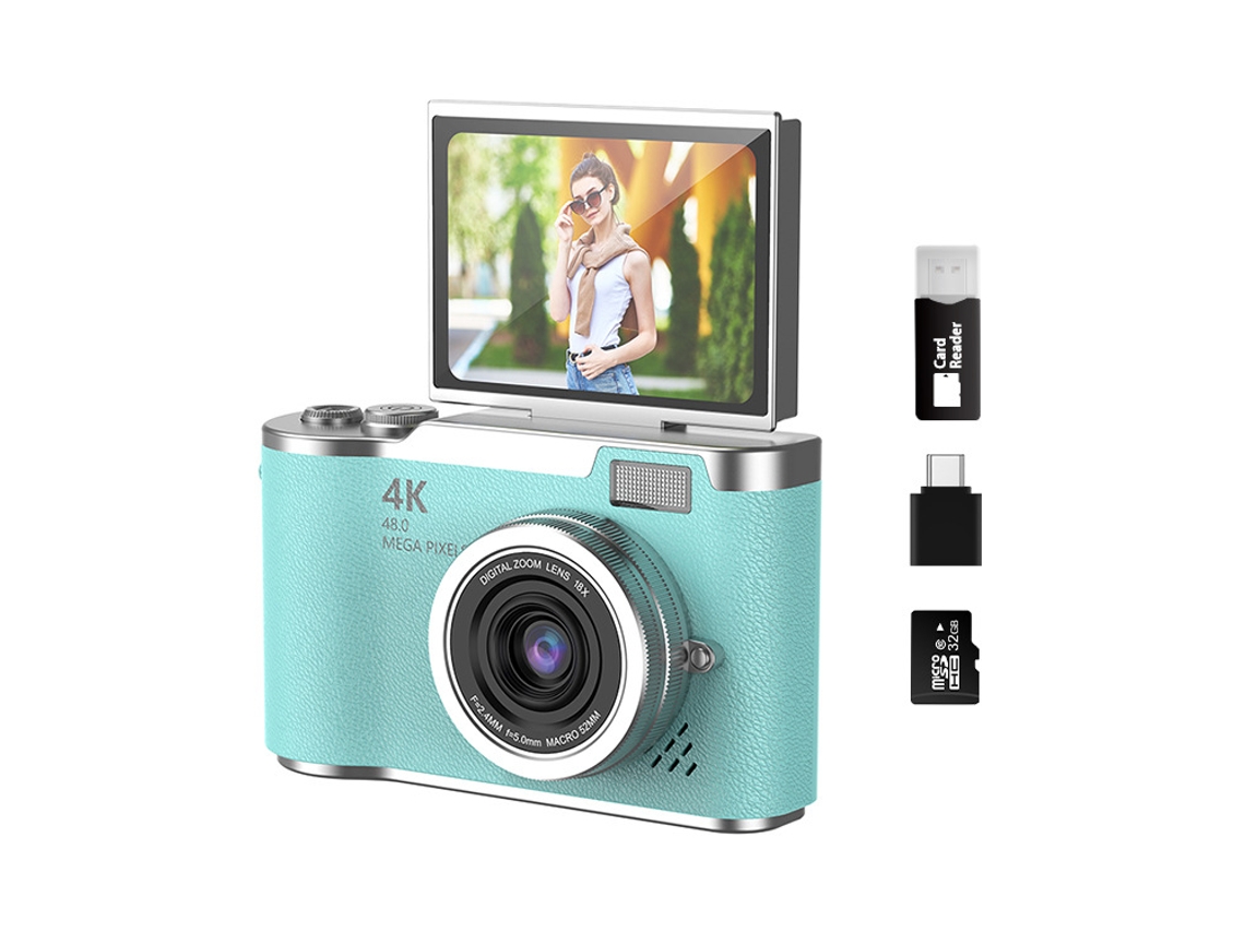 Cámara digital para niños de 48 MP y 1080p con tarjeta SD de 32 GB, ideal para niños y niñas de 3 a 12 años, color azul marino.