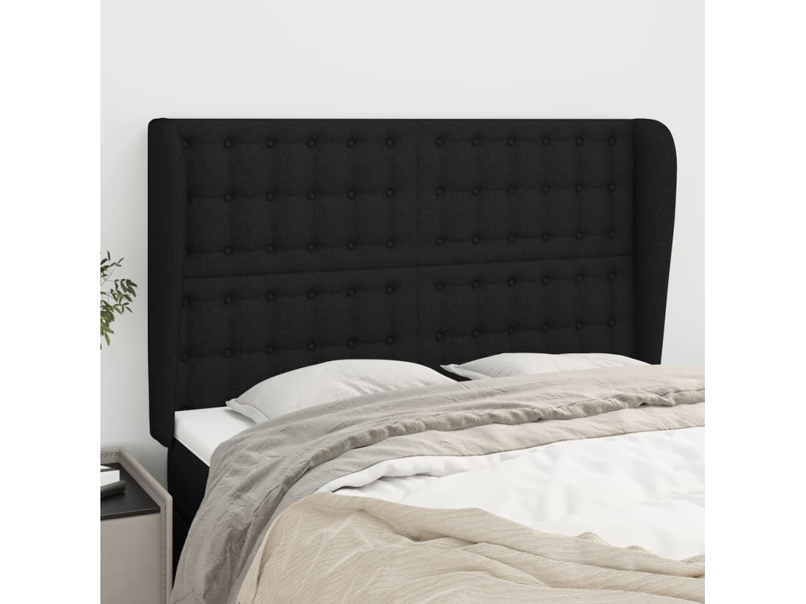 Cabecero con Alas de Tela 147x23x118/128 Cm Negro