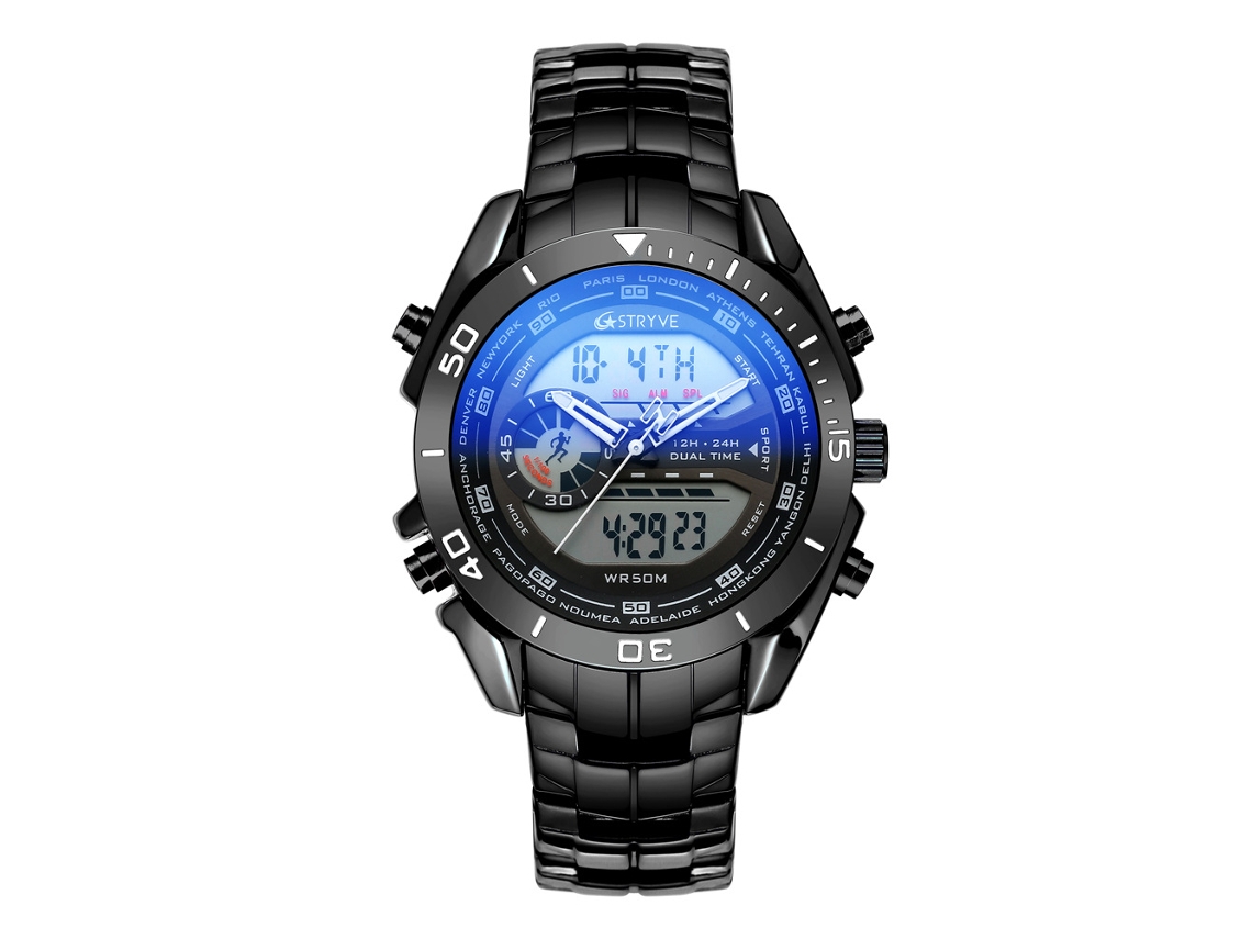 Reloj De Negocios Para Hombre (negro), Doble Pantalla, Electrónico E Impermeable.