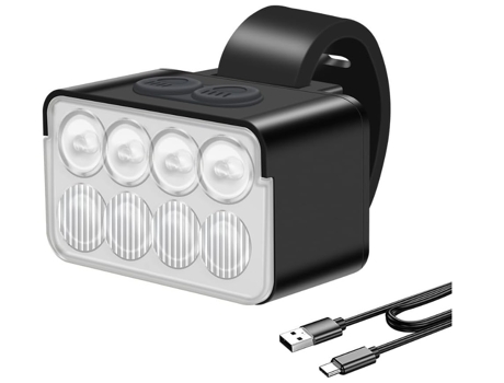 Faros de bicicleta conducción nocturna linterna de luz fuerte carga USB accesorios para montar en bicicleta de montaña al aire libre (negro) CHRONUS