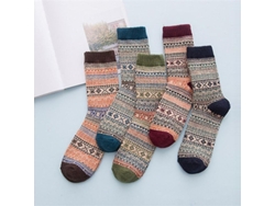 2026-5 Pares De Calcetines De Lana Knit Impresos Calientes Para Hombres