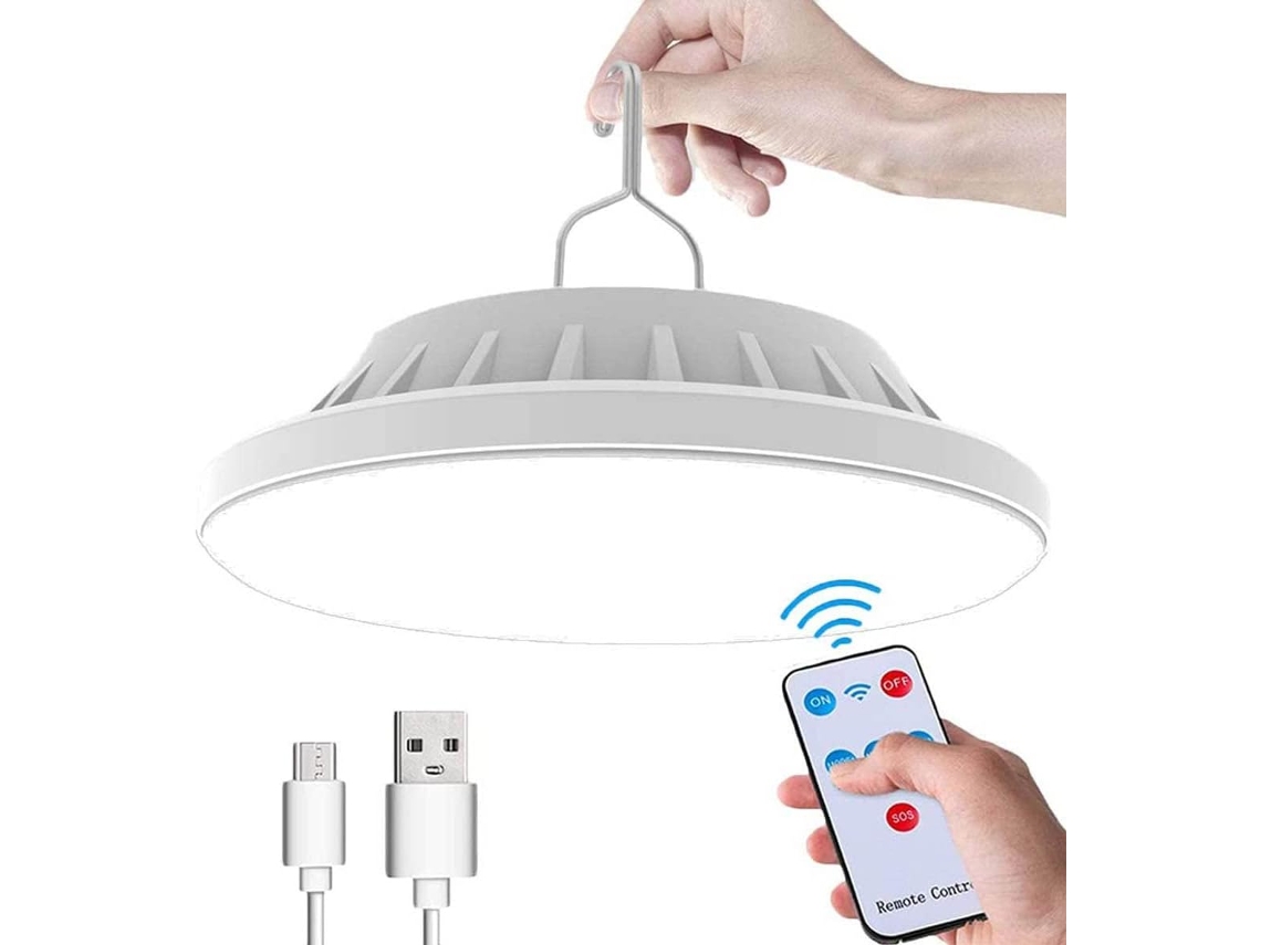 Luz LED de camping recargable por USB y solar con control remoto, 5 modos, luz de tienda impermeable IPX7 con banco de energía para senderismo, camping...