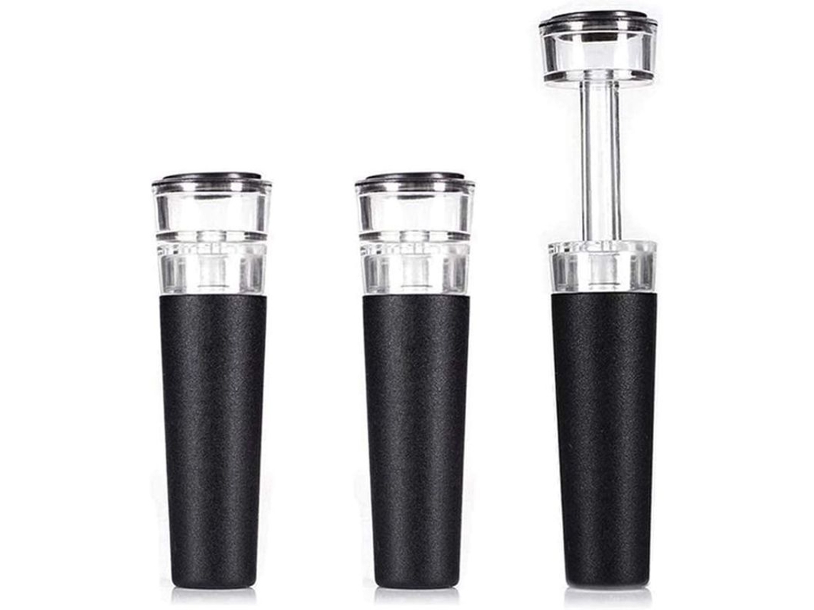 Juego De 3 Tapones De Silicona Para Vino Con Bomba De Vacío Para Conservar El Vino Fresco.