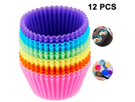 Revestimientos de silicona para cupcakes, 12 piezas reutilizables de silicona para hornear moldes antiadherentes para magdalenas para bolas de tart...