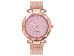 Reloj De Pulsera Zhoulianfa Para Hombre Y Mujer, Brazalete De Acero Inoxidable, Cuarzo, Estilo Casual, Color Rosa.