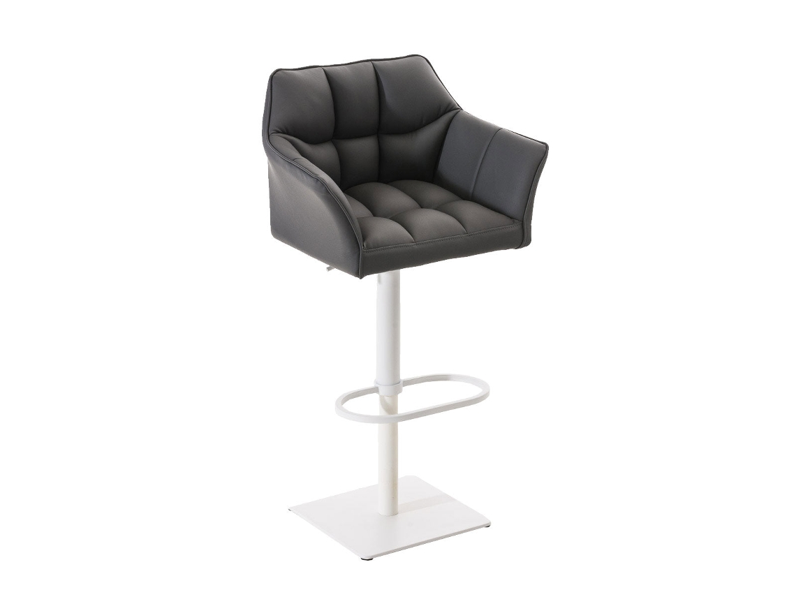DUDECOR Taburete Alto Damaso Piel Sintética Blanca Gris